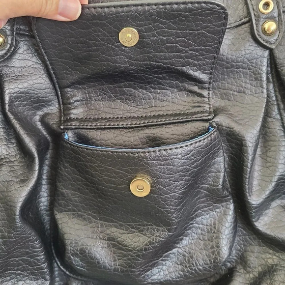 Juicy Couture Large Faux pebbled leather black shoulder bag purse - Picture 6 of 9